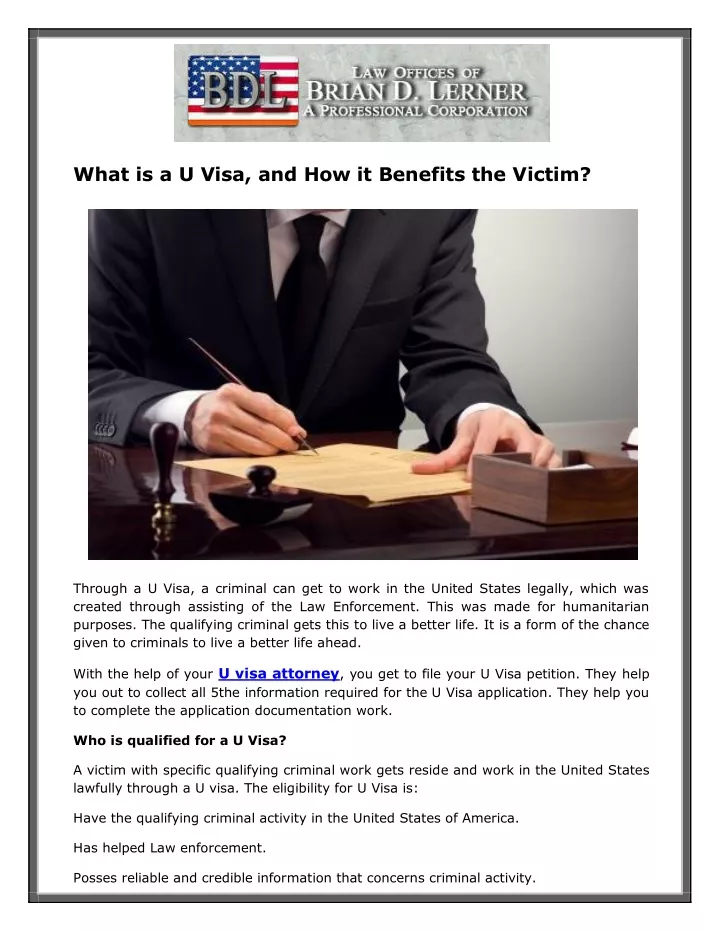 what is a u visa and how it benefits the victim