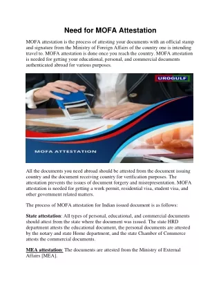 need for mofa attestation