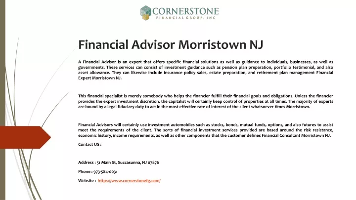 financial advisor morristown nj