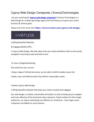 cyprus web design companies evenziatechnologies