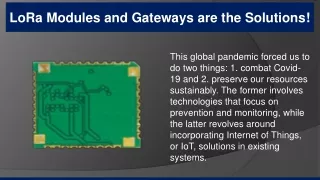 LoRa Modules and Gateways are the Solutions!