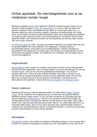 online apotheek de internetapotheek voor
