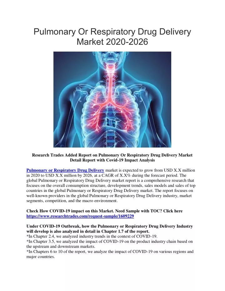 pulmonary or respiratory drug delivery market