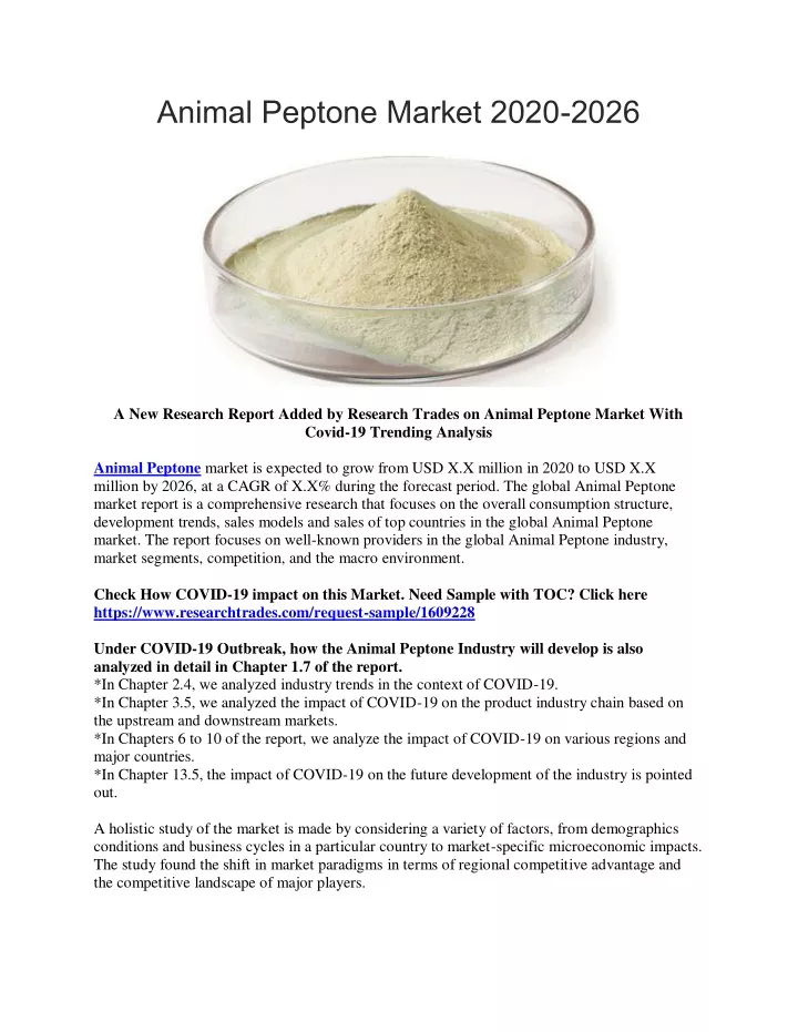 animal peptone market 2020 2026