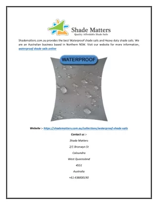 shadematters com au provides the best waterproof