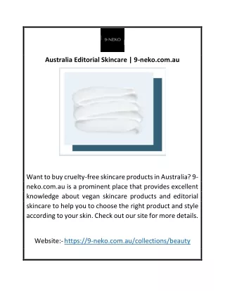 Australia Editorial Skincare | 9-neko.com.au