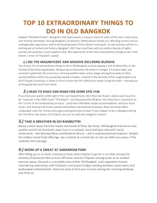 TOP 10 EXTRAORDINARY THINGS TO DO IN OLD BANGKOK