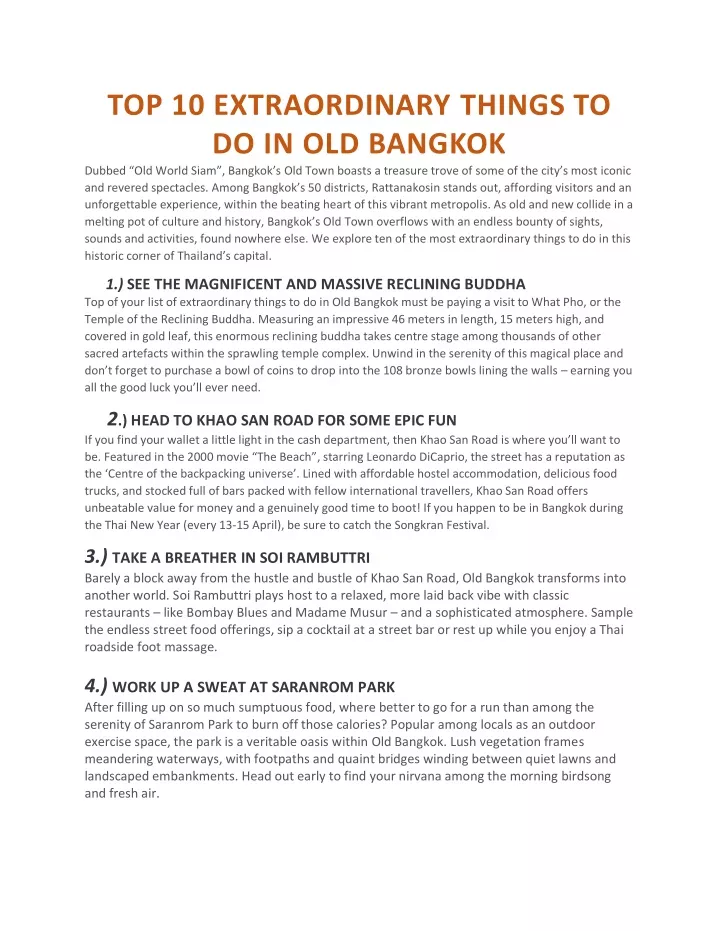top 10 extraordinary things to do in old bangkok