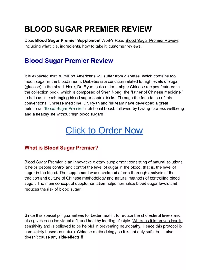 blood sugar premier review