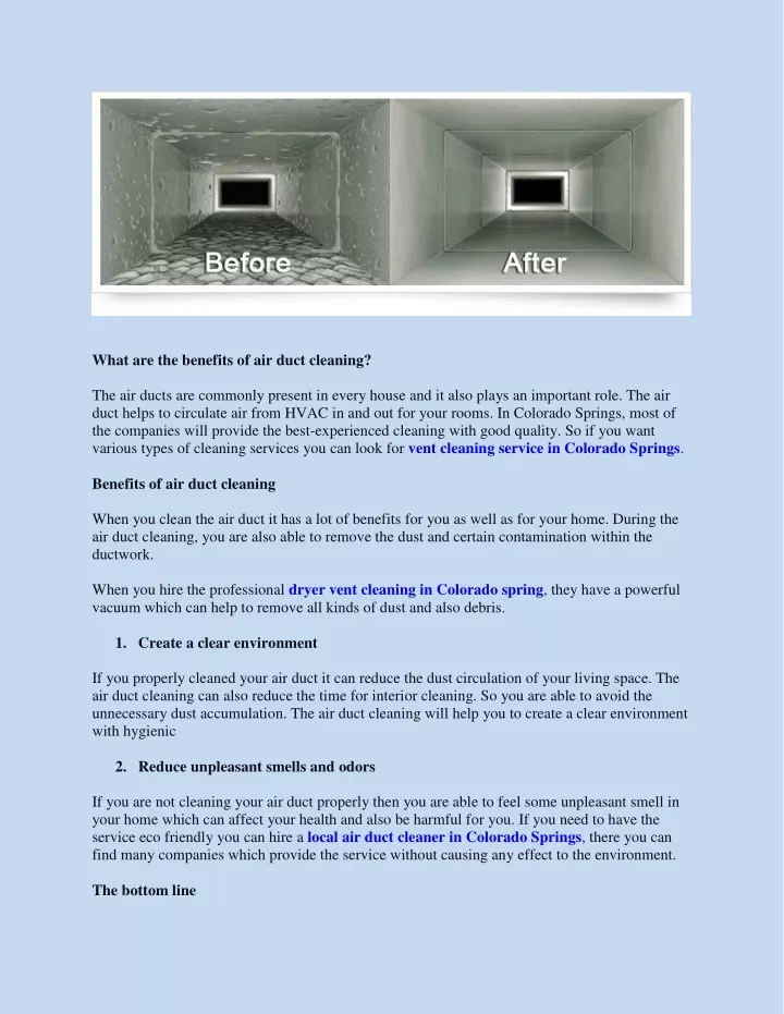 what are the benefits of air duct cleaning