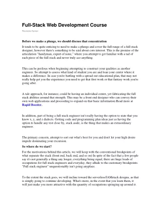 Full-Stack Web Development Course