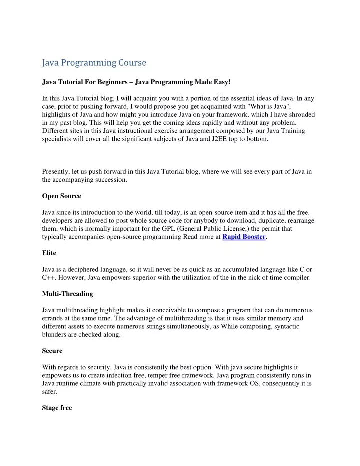 java programming course