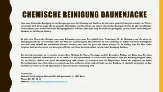 chemische reinigung daunenjacke