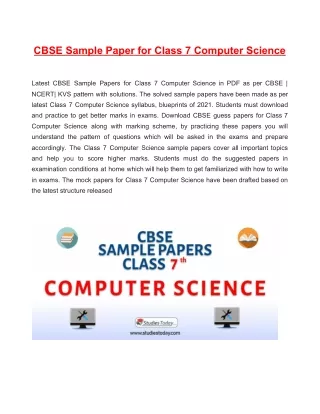 cbse sample paper for class 7 computer science
