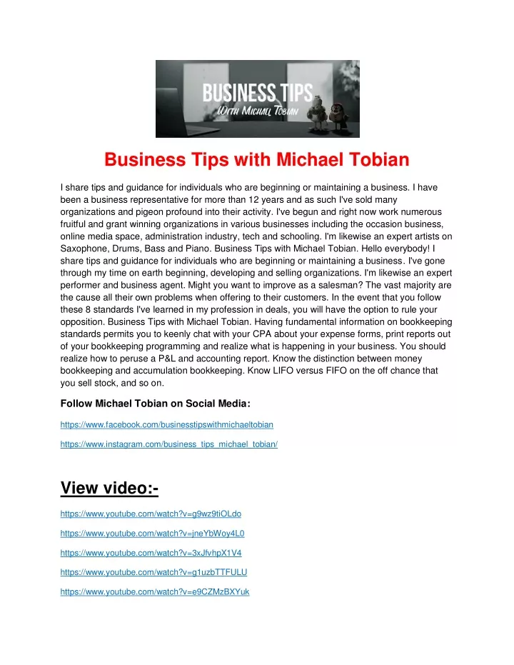 business tips with michael tobian