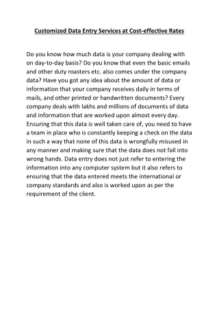 customized data entry services at cost effective