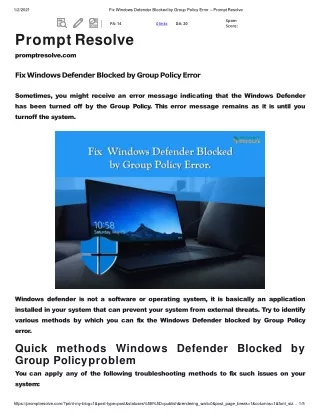 Fix Windows Defender Blocked by Group Policy Error