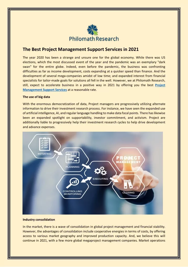 the best project management support services