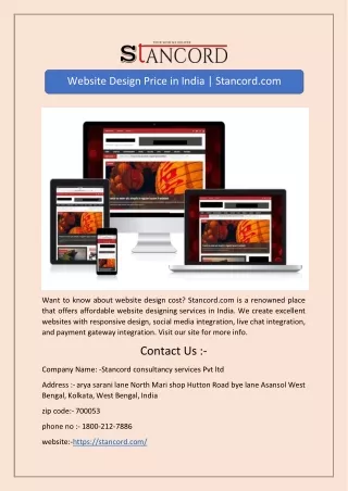 Website Design Price in India | Stancord.com