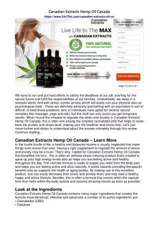 Canadian Extracts Hemp Oil Canada