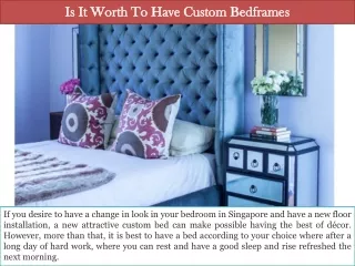Is It Worth To Have Custom Bedframes?