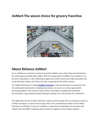 JioMart-The wisest choice for grocery franchise