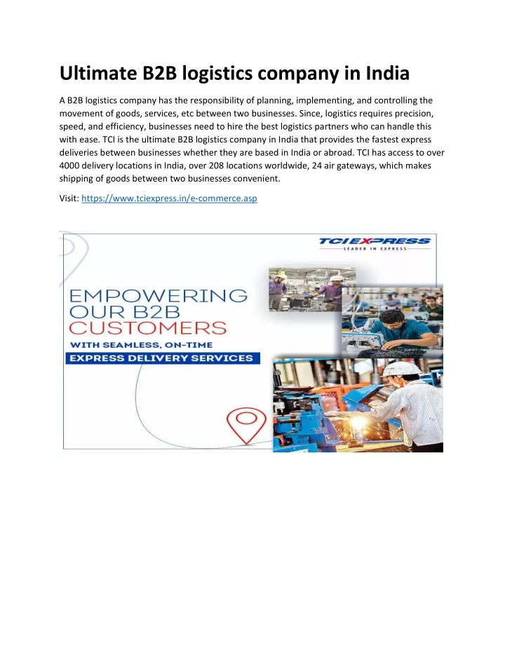 ultimate b2b logistics company in india