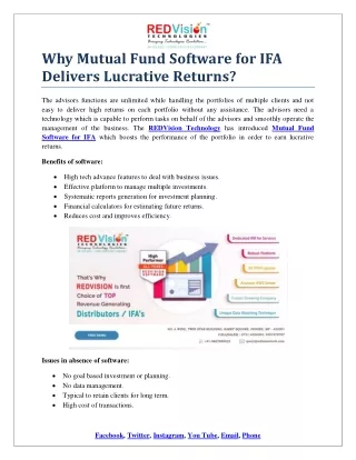 why mutual fund software for ifa delivers