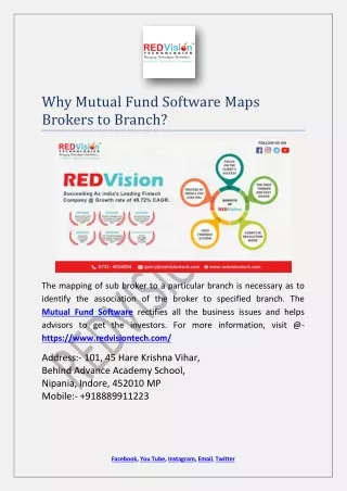 why mutual fund software maps brokers to branch