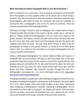 why selecting an expert fotografin k ln is your
