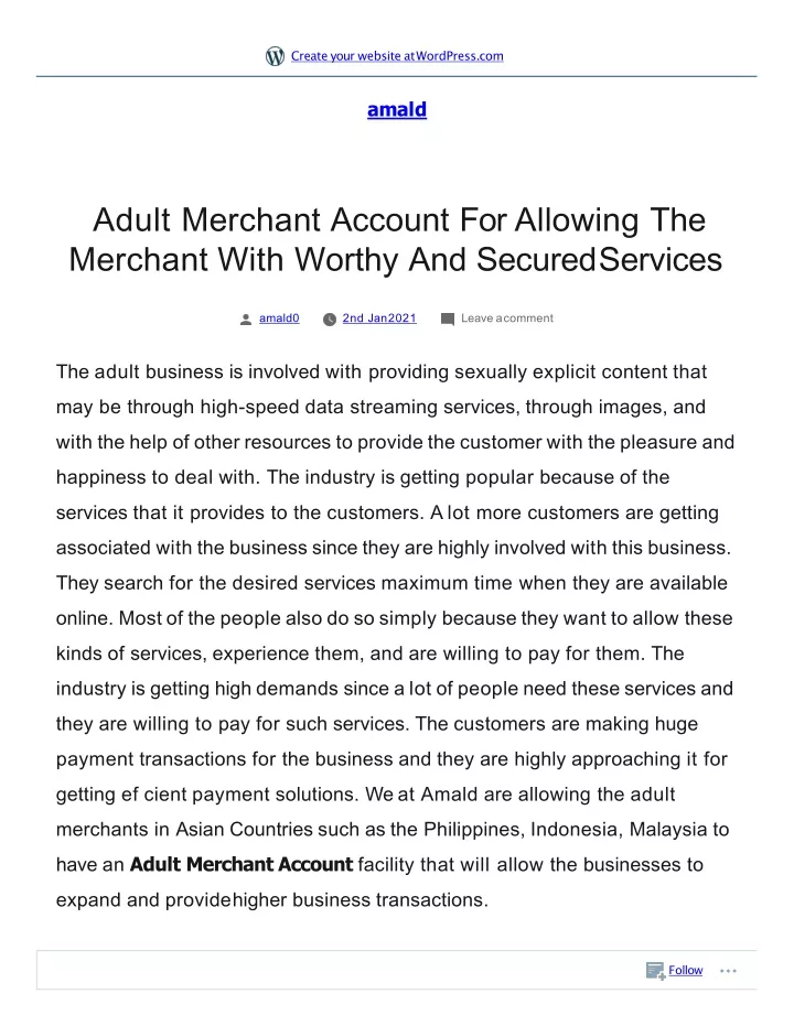 adult merchant account for allowing the merchant with worthy and secured services