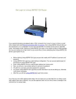 get login to linksys befw11s4 router