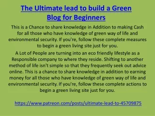 the ultimate lead to build a green blog