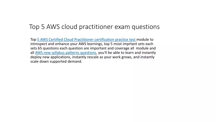top 5 aws cloud practitioner exam questions