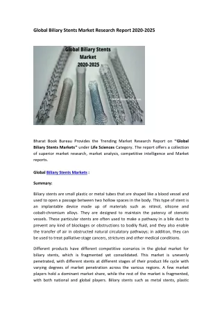 global biliary stents market research report 2020
