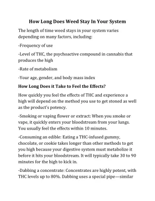 how long does weed stay in your system