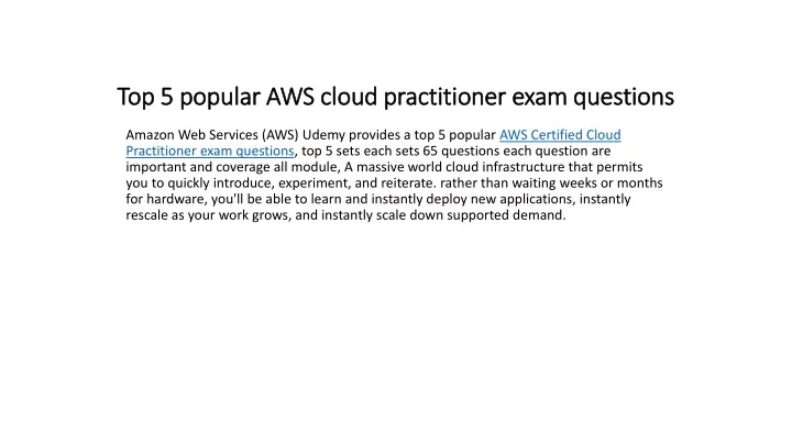 top 5 popular aws cloud practitioner exam questions