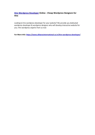 hire wordpress developer online cheap wordpress