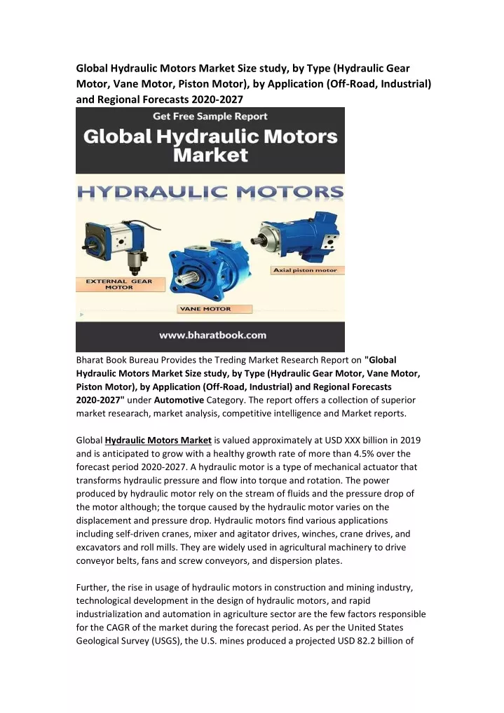 global hydraulic motors market size study by type