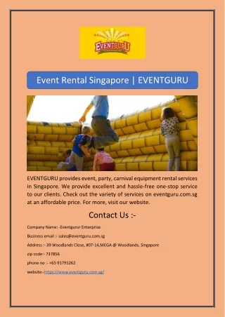 Event Rental Singapore | EVENTGURU