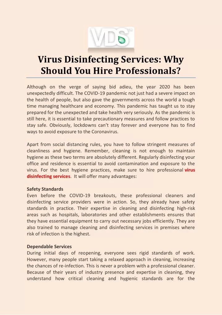 virus disinfecting services why should you hire