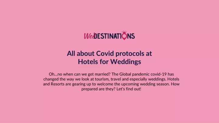 all about covid protocols at hotels for weddings
