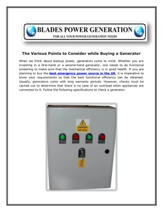 the various points to consider while buying