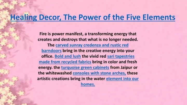 healing decor the power of the five elements