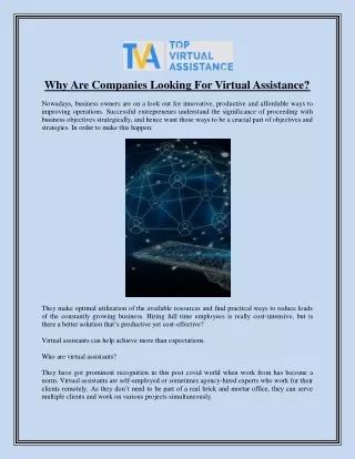 why are companies looking for virtual assistance