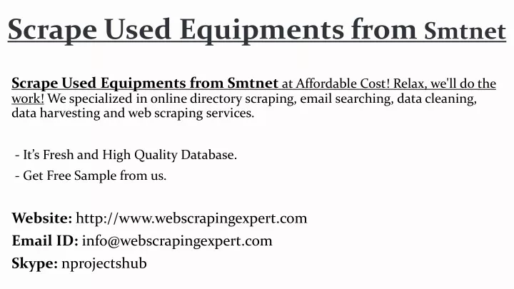 scrape used equipments from smtnet