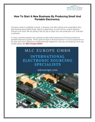 How To Start A New Business By Producing Small And Portable Electronics.