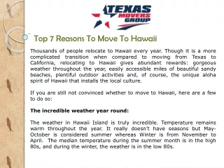 Top 7 Reasons To Move To Hawaii