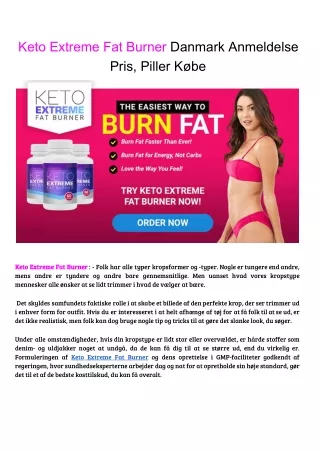 Keto Extreme Fat Burner Danmark Anmeldelse Pris, Piller Købe