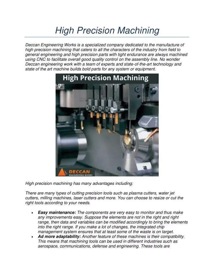 high precision machining
